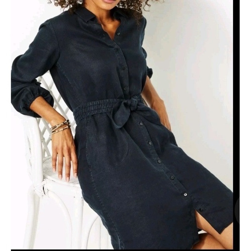 Lilly Pulitzer Bethanne Linen Shirt Dress Onyx Black 013123 Size 10 NWT